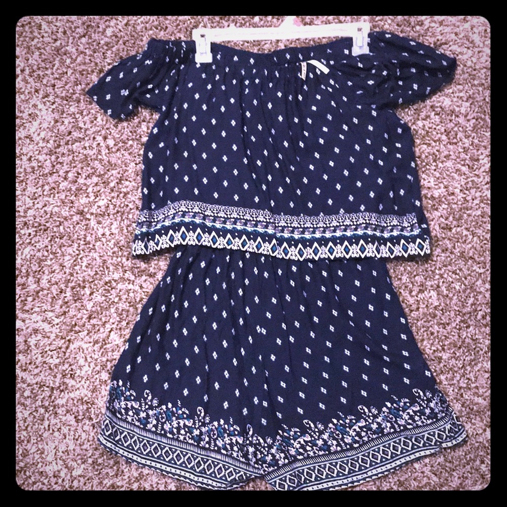Blue floral romper